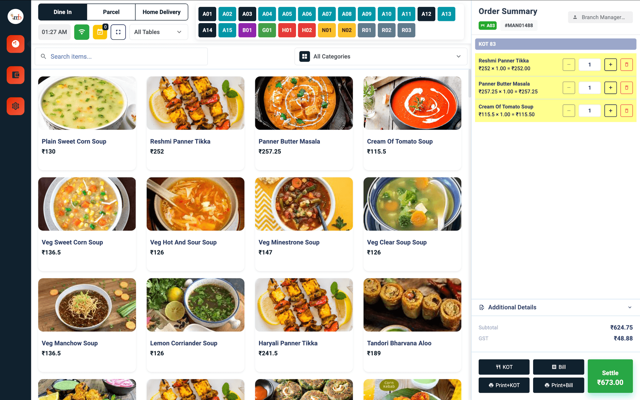 Restaurant management dashboard showing analytics and orders border border-border/30